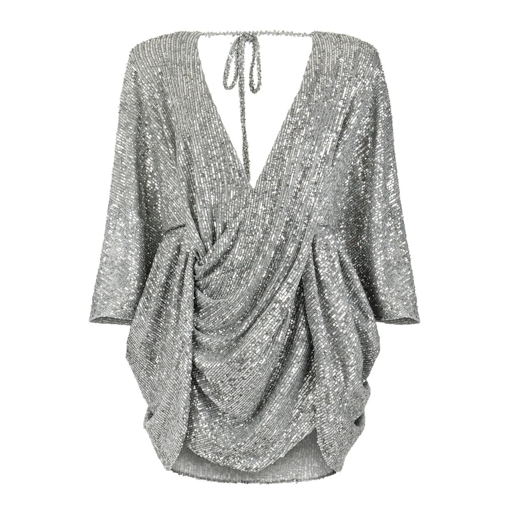Center of Attention Silver Sequin Dress