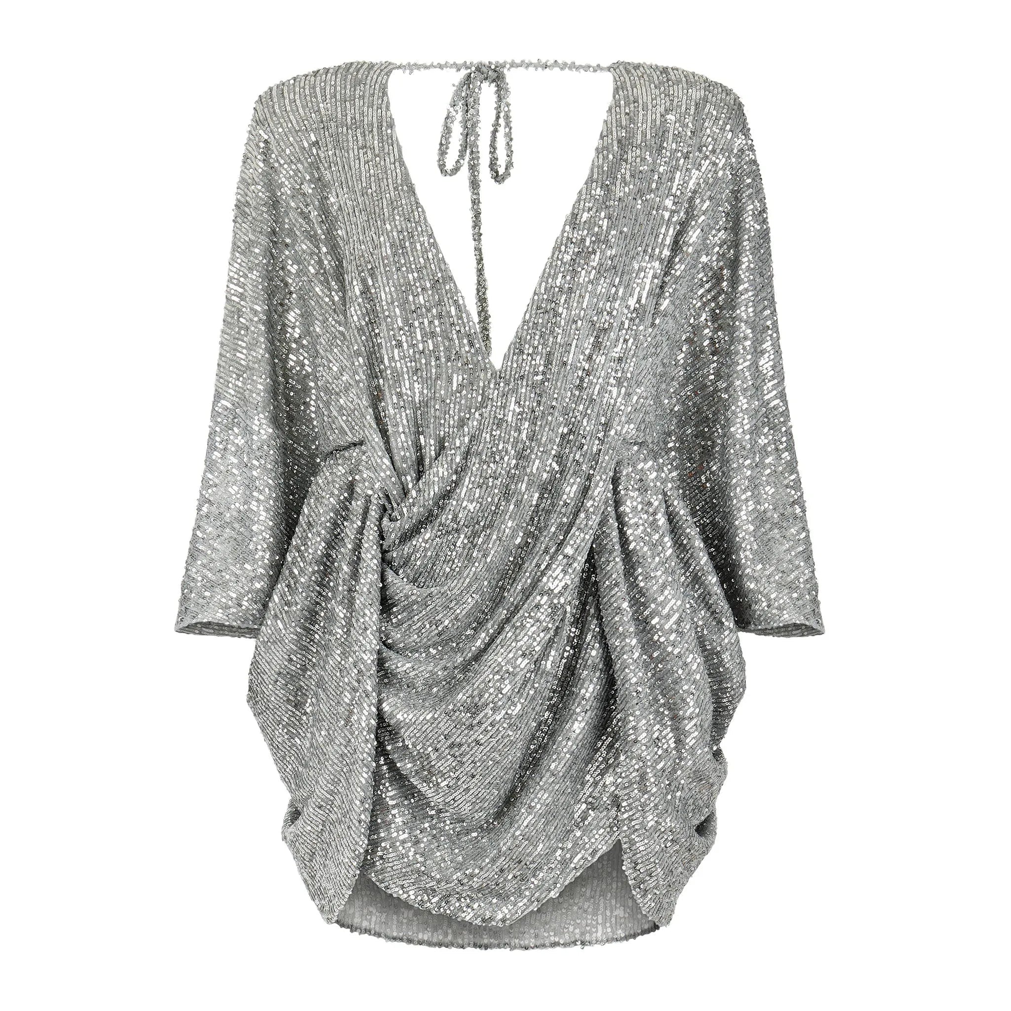Center of Attention Silver Sequin Dress