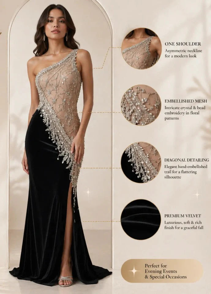 Luxury Crystals Beaded Maxi Dress